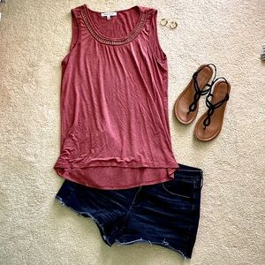 Rose & Olive soft tank top, detailed collar